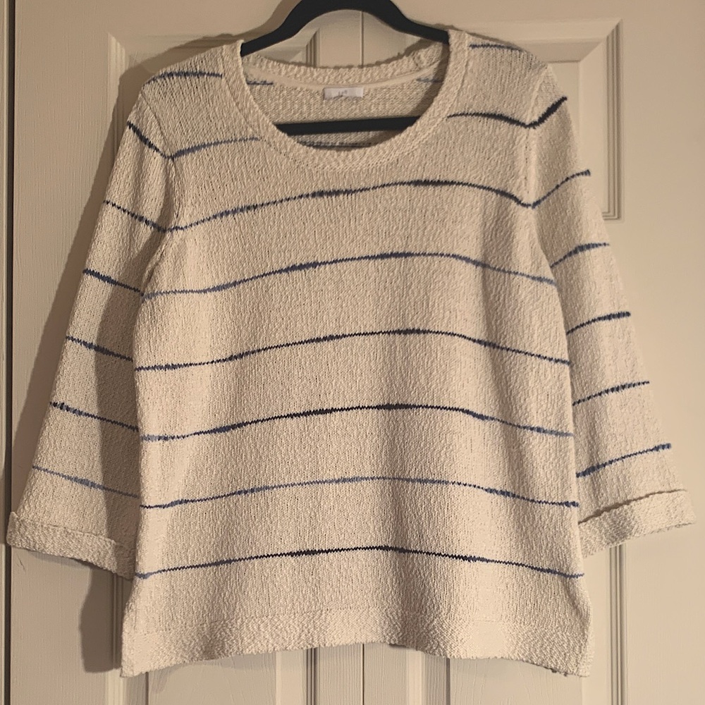 J. Jill Cream Striped Knit Sweater